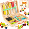 Bravmate Toddler Tool Set with Portable Tool Box & DIY Stickers, Wooden Kids Tool Sets for Boys Girls Age 2-4