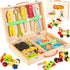 Bravmate Toddler Tool Set with Portable Tool Box & DIY Stickers, Wooden Kids Tool Sets for Boys Girls Age 2-4