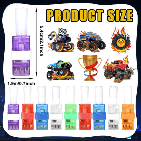 36 PCS Monster Truck Party Favors LED Light Up Finger Lights, Glow in the Dark Racing Cars Party Finger Flashlights