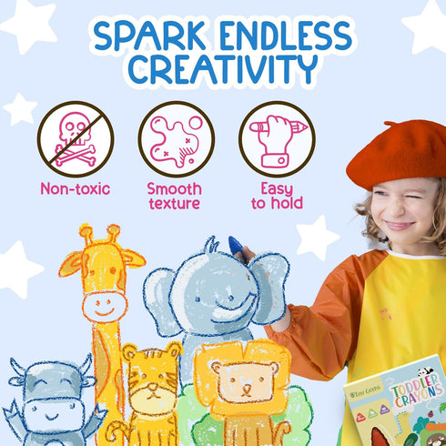 12 3-8 TinyGeeks Water Drop Crayons - Non Toxic Crayons for Toddlers - Washable, Easy To Hold - For Toddlers, Kids Ages