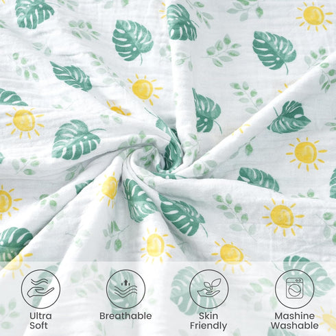 david's kids Muslin Baby Blanket - Soft Lightweight with Muslin Cotton Front, 30x40 Inches, Leaf