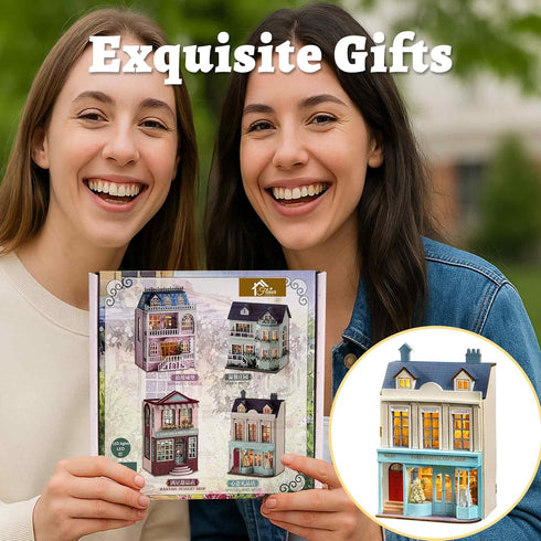 Flever Dollhouse Miniature DIY House Kit Creative Room with Furniture for Romantic Valentine's Gift (Paris Gift Store)