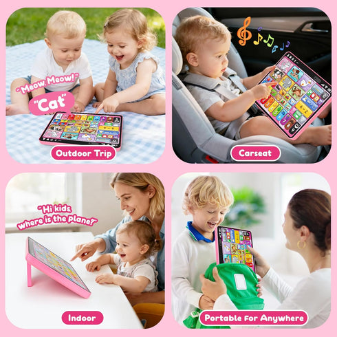 Peacurh 1 12-18 1-2 2-3 Trilingual Learning Toy Tablet with Music & Sound, Montessori Speech Therapy Toys for Year Old