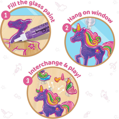 5-8 5,6,7,8 6-8 6 Imagimake Window Art Princess & Unicorn | DIY Suncatcher Kit for Year Old Kids | Princess & Unicorn