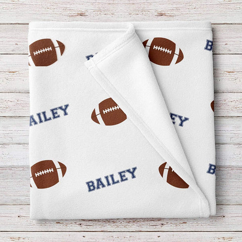 Lovable Gift Co Football Baby boy Receiving Swaddle Blanket, Blue and Brown