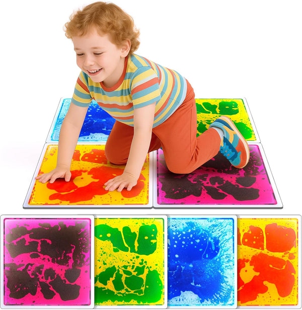 Sensory Floor Tiles for Kids Toddlers: 12"x12" Liquid Sensory Mats Puzzle Pads,