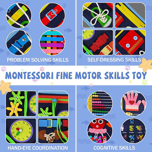 Gojmzo Busy Board Montessori Toys for 1-4 Year Old Boys & Girls, Sensory Toys for Toddlers, Educational Travel Toys