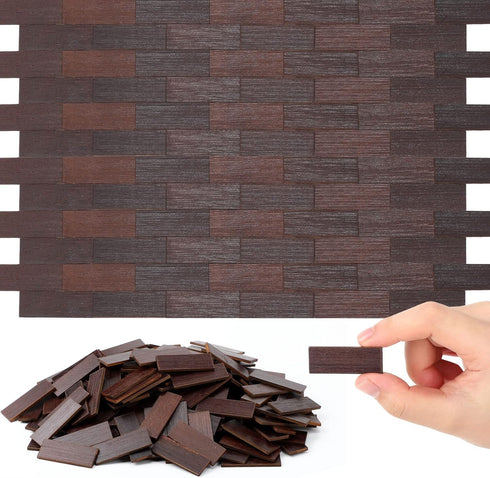 200 Pcs Miniature Dollhouse Flooring, 1:12 Scale Wooden Floor Boards for Model Decor (Brown)