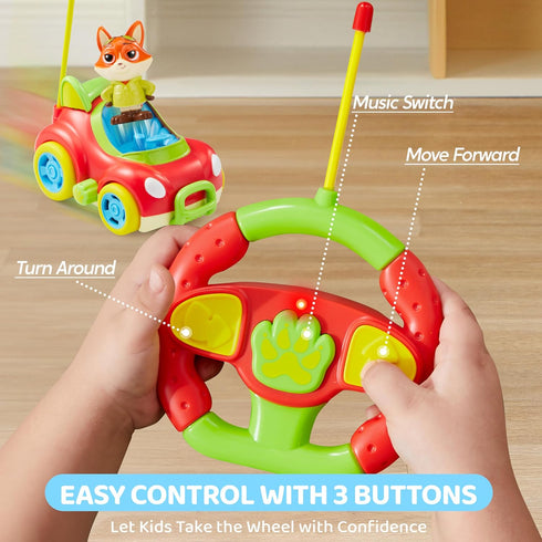 lalalark 2 Pack JOVA Remote Control Car for Toddlers, RC Cars with Cartoon Figure, Kids Toy Bumper Cars with LED Lights