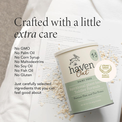 3 14.1 Oz Haven Oat Toddler Formula, Plant Based Dairy Free Oat and Oat Protein Powder for Toddlers With Probiotics