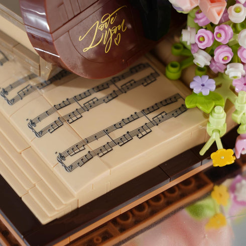 Set, 950PCS Set, Flower Bouquet Violin Building Blocks Music Instruments Bricks Gifts for Adults and Kids