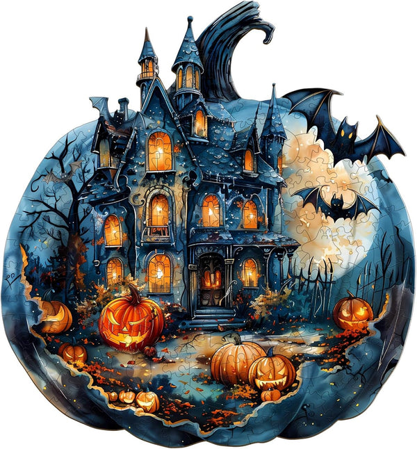 Wooden Jigsaw Puzzles, Unique Shape Halloween Pumpkin, Wooden Puzzles for Adults & Kids, Family Gifts