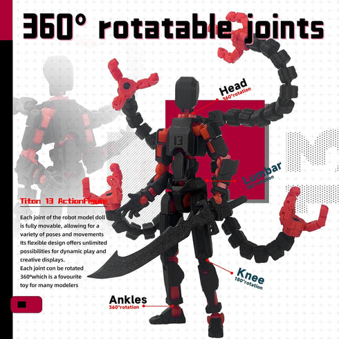 PkghoKids T13 3D 13 13 13 Assembly Completed Action Figure Printed Multi-Jointed Movable T Nova Robot Action Figure