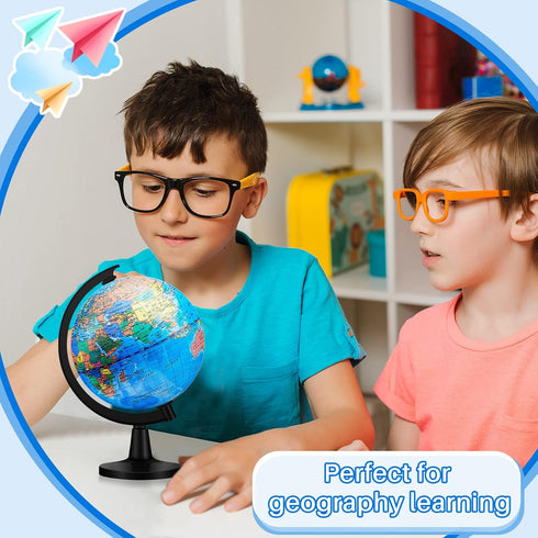 12 Pieces World Globe with Stand - 4.6 Inches Educational Geographic Globe for Kids, Classroom Desk Decor, Blue