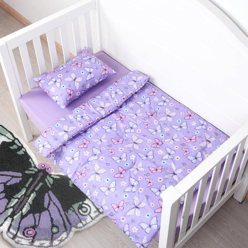 3 Set Set Set Sets JISEN Piece Crib Bedding Soft Baby Crib Bedding Butterfly Crib Comforter - Comforter Sheet