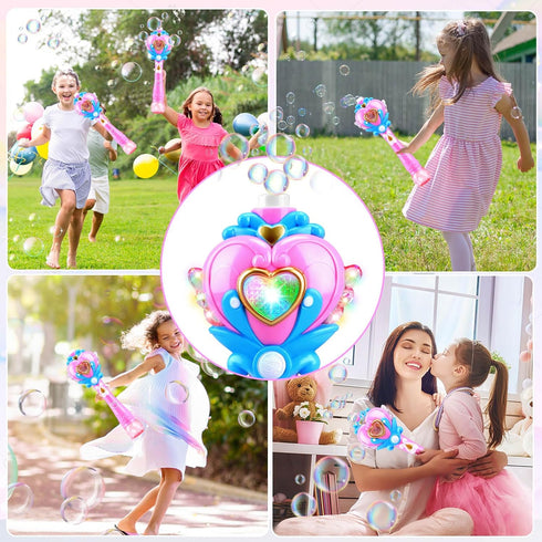 Beria Princess Toy Bubble Wand, Birthday Gifts for Girls 3-8, Light Up Bubbles Machine for Kids