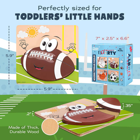 Wooden Puzzles for Toddlers 2-4, Sports Puzzles, Wood Toys for Kids, Basketball, Football, Baseball, Soccer Puzzle