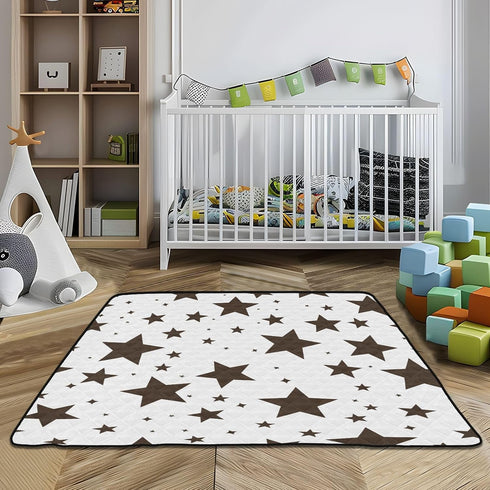 EtherSpher 50'' 50''con Black and White Illustration Design Stars Brown Large Stylish Baby Play Mat for Floor