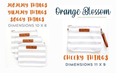 Orange Blossom Diaper Bags Set 4 Stylish Diaper Bag Organizing Pouches - XL of Gray and White Striped Canvas Diaper Bag