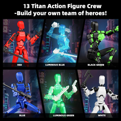 BOZOBO 13 Set, 6PCS 13 3D 3-8 Luminous Action Figure Robot Action Figure Titan Printed Toys Articulated, for Modeling