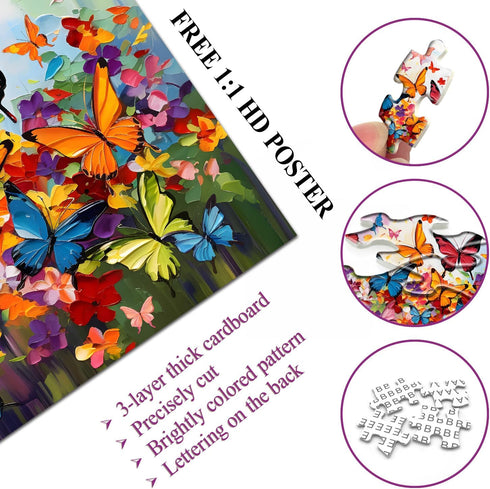 Butterfly Puzzles for Adults 1000 Pieces - Colorful Flower Art Painting Garden Puzzle, Challenging