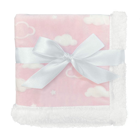 American Baby Company Heavenly Soft Chenille Sherpa Security Blanket, Pink, 14" X 14", Cozy for Boys and Girls