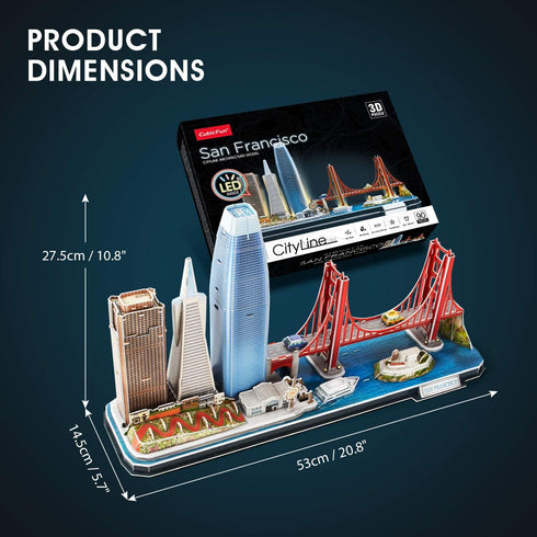 CubicFun 3D Puzzles for Kids Ages 8-10, LED San Francisco Cityline Arts and Crafts for STEM Projects