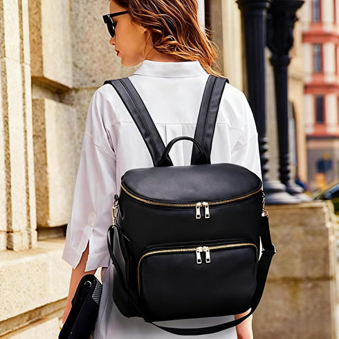 RSENFREMIOR Backpack Large Diaper Bag with USB Port, Vegan Leather Diaper Tote, Hospital Bag for Labor, Stroller