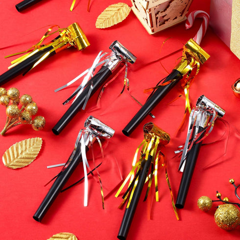 Sumind 36 Pieces Party Blower Noisemakers, Gold and Silver Musical Blowouts for Birthday Supplies
