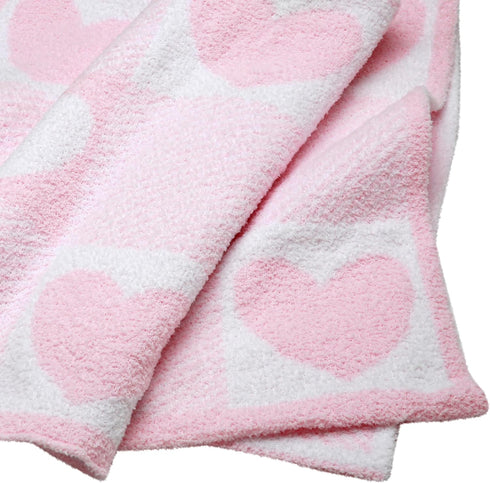 30 40 Soft Chenille Jacquard Baby Blanket, Hearts, in. x in., Pink and White Patchwork