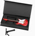 Dselvgvu Wooden Miniature Electric Guitar with Stand, Dollhouse Model Birthday Present (Red)