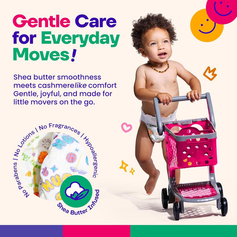 6, 35+ lbsBaby 68Count Happy Hues Go-Getters Disposable Diapers Size Diapers with Shea Butter, Wetness Indicator,Leak