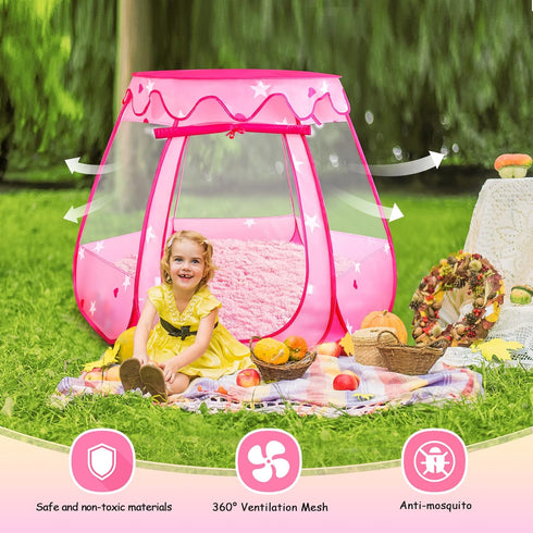 1 Princess Castle Girls Play Tent with Rug Pop Up Play Tent for Toddlers Kids DISHIO Playhouse Toys for Year Old
