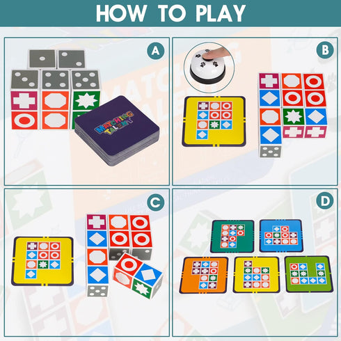 3.0 5 Funtactics Wooden Matching Game Puzzle Games, Pattern Block Match Puzzles Building Cubes with Bell for Kids