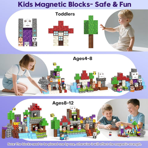 150PCS 3+ Magnetic Blocks, Magnet Tiles Toys for Kids, Magnetic Building Blocks Cubes, STEM Montessori Stacking Magnets