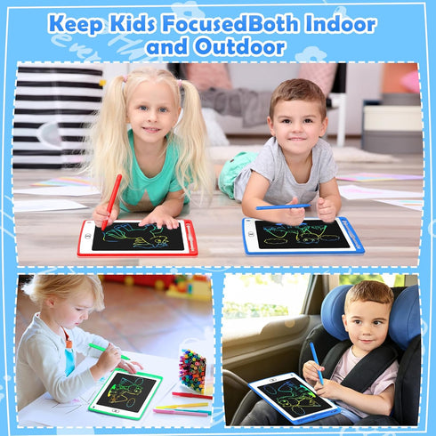 8.5 Inch 3 4 5 6 7 8 (12 Pack) Party Favor LCD Writing Tablet for Kids, Colorful Doodle Board Drawing Tablet