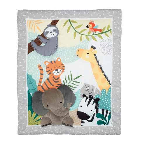Bedtime Originals 3Piece Set, (283003V) Mighty Jungle Crib Bedding Multicolor