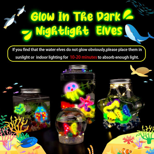 Kiditos Glow in The Dark Magic Water Elf Toy Kit, Aqua Fairy Water Gel Kit with 6 Colors and Molds