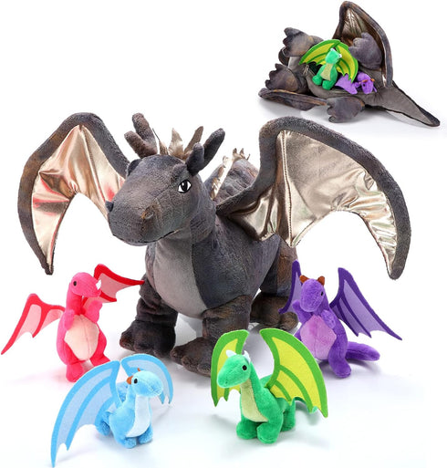 HyDren 5 Pcs Dragon Plush Toys 16 Inch Dragon Stuffed with 4