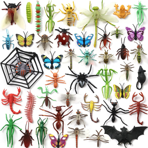 DOITEM Realistic Insect Toy Figures for Kids, 45Pack Colorful Assorted Play Bugs for