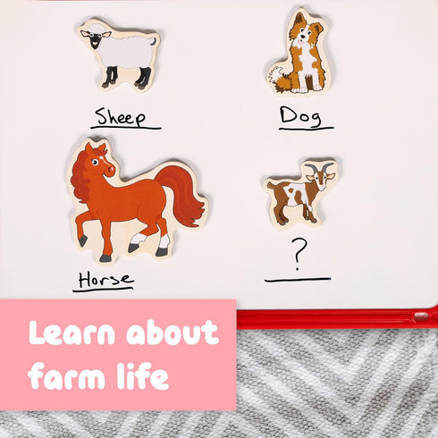 SPARK & WOW Wooden Magnets - Farm, Set of 20, Cute Magnets for Kids Ages 2+