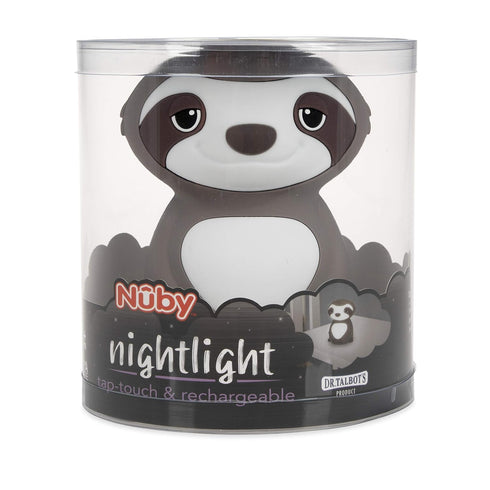 Nuby Sloth Baby Silicone Nightlight, Rechargeable Color Changing Touch Night Light for Kids Bedside