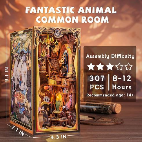 CUTEBEE Book Nook Kit, DIY Miniature House Magic Dollhouse for Adults Teens, Beasts Alley Model with LED Light