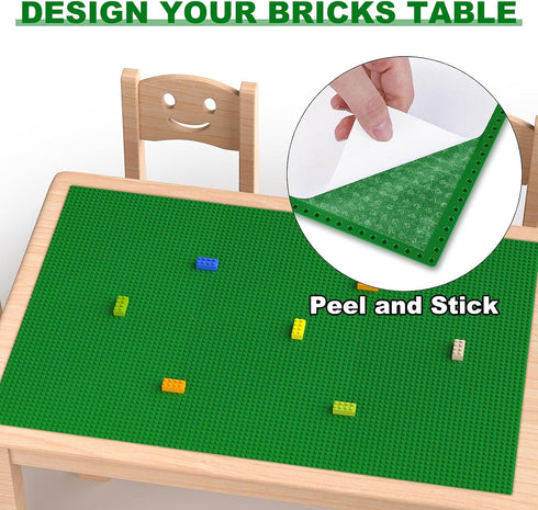 Classic Baseplates, Peel and Stick Base Plates for Building Bricks, Compatible with Major Brands, Self-Adhersive Base for Bricks 10" x 10", 6 Pack Green