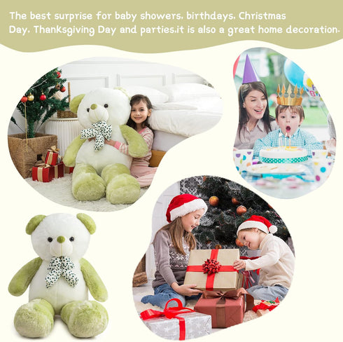 Big Teddy Bear Stuffed Animal, 4 Feet Extra Large Green Plush Toy for Girls, Mother's Day, Birthday Gift