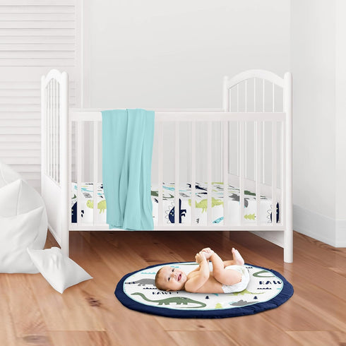 Tummy Sweet Jojo Designs Blue and Green Dino Playmat Time Baby and Infant Play Mat for Mod Dinosaur Collection