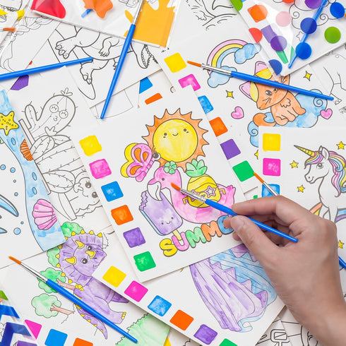 YiYLunneo 4-8 210Pcs Set (30 Packs) Party Favors for Kids Goodie Bags Stuffers for Kids - Paint with Water Coloring