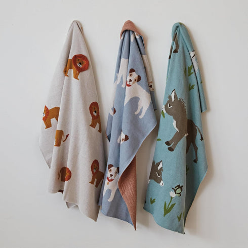 40" 32" Creative Co-Op Cotton Knit Baby Blanket with Terrior Dogs, L x W