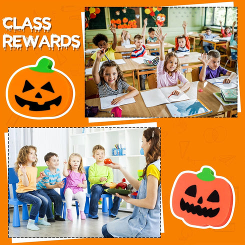 36 Pcs Halloween Pumpkin Erasers, Mini Novelty Pencil Erasers for Kids, Party Favors, Holiday Gift