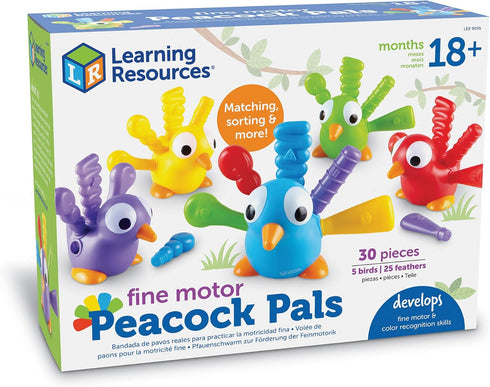 Learning Resources Fine Motor Peacock Pals - 5 Pieces, Toddler Learning Toys for Ages 18+ Months